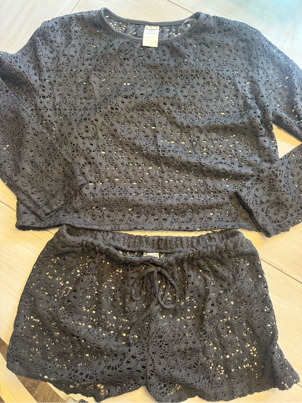 Black Crochet Two-Piece Set